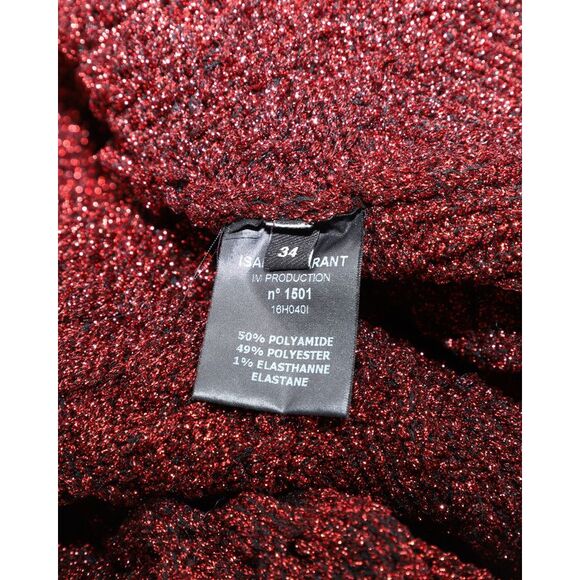 Pre Loved Isabel Marant Vintage Metallic Knit Mock Neck Sweater Women burgundy - Picture 5 of 8